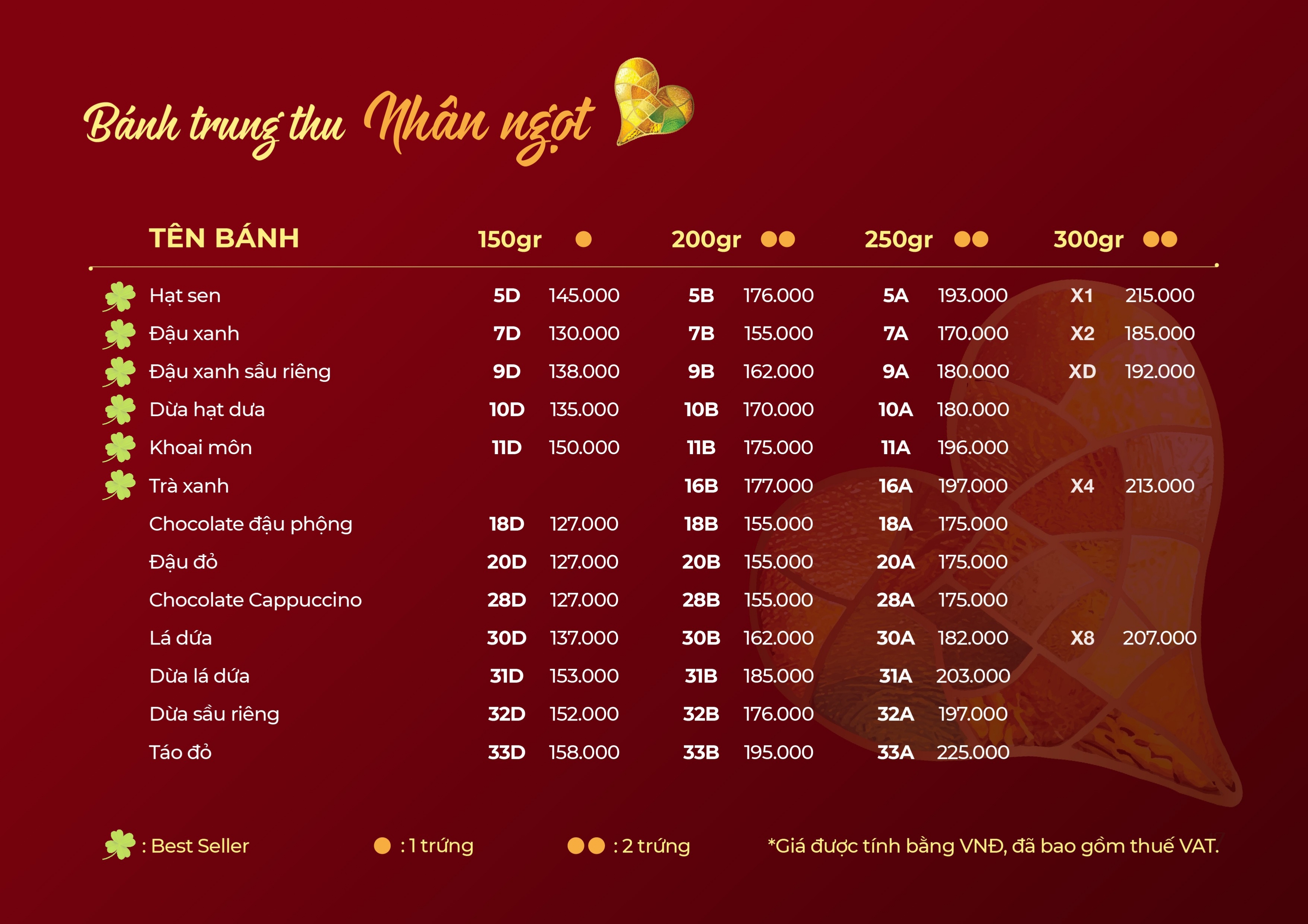 Bánh trung thu GIVRAL GIVRAL 2025 - chiết khấu cao bảng giá bánh nhân ngọt