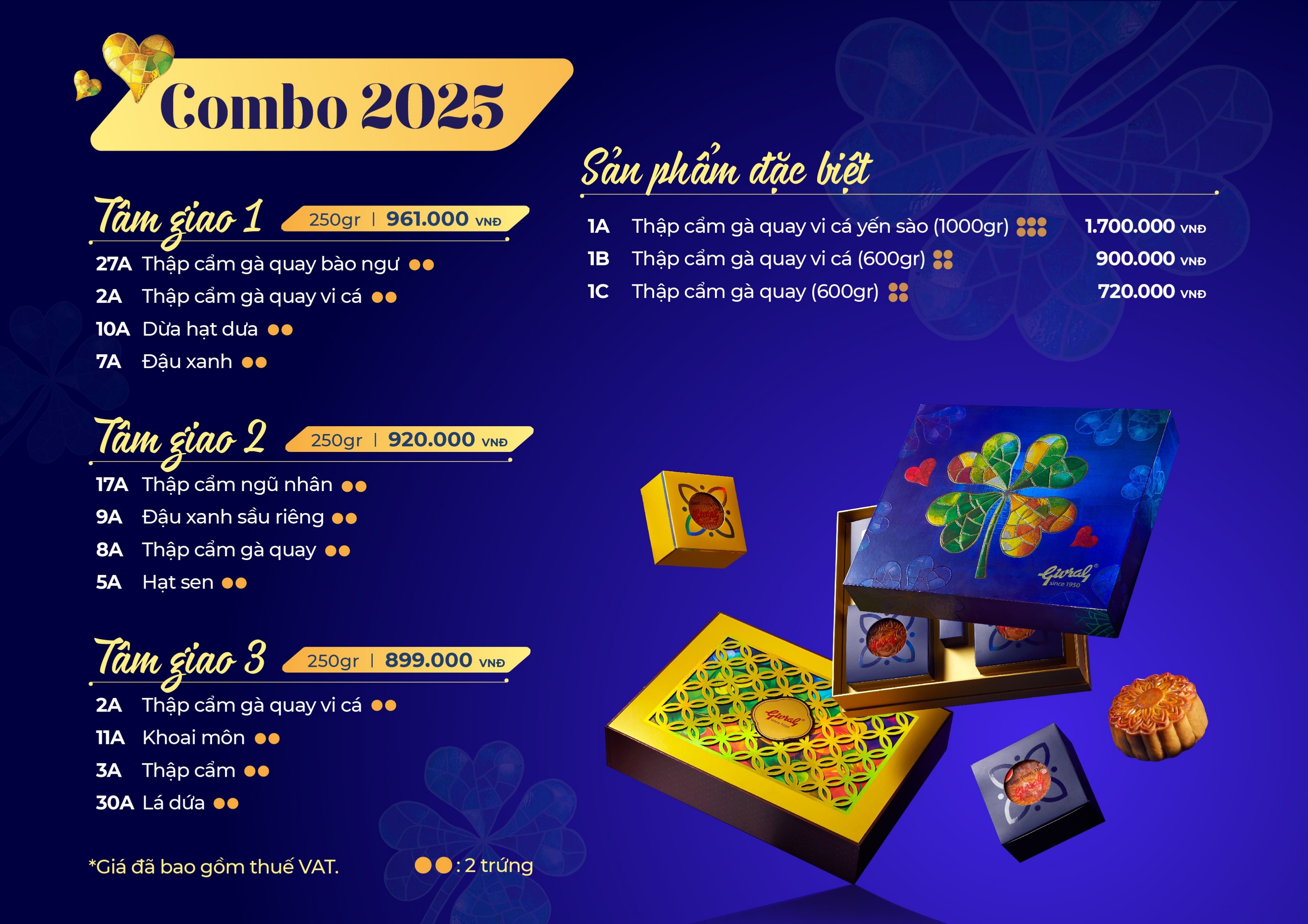 Bánh trung thu GIVRAL GIVRAL 2025 - chiết khấu cao bảng giá combo