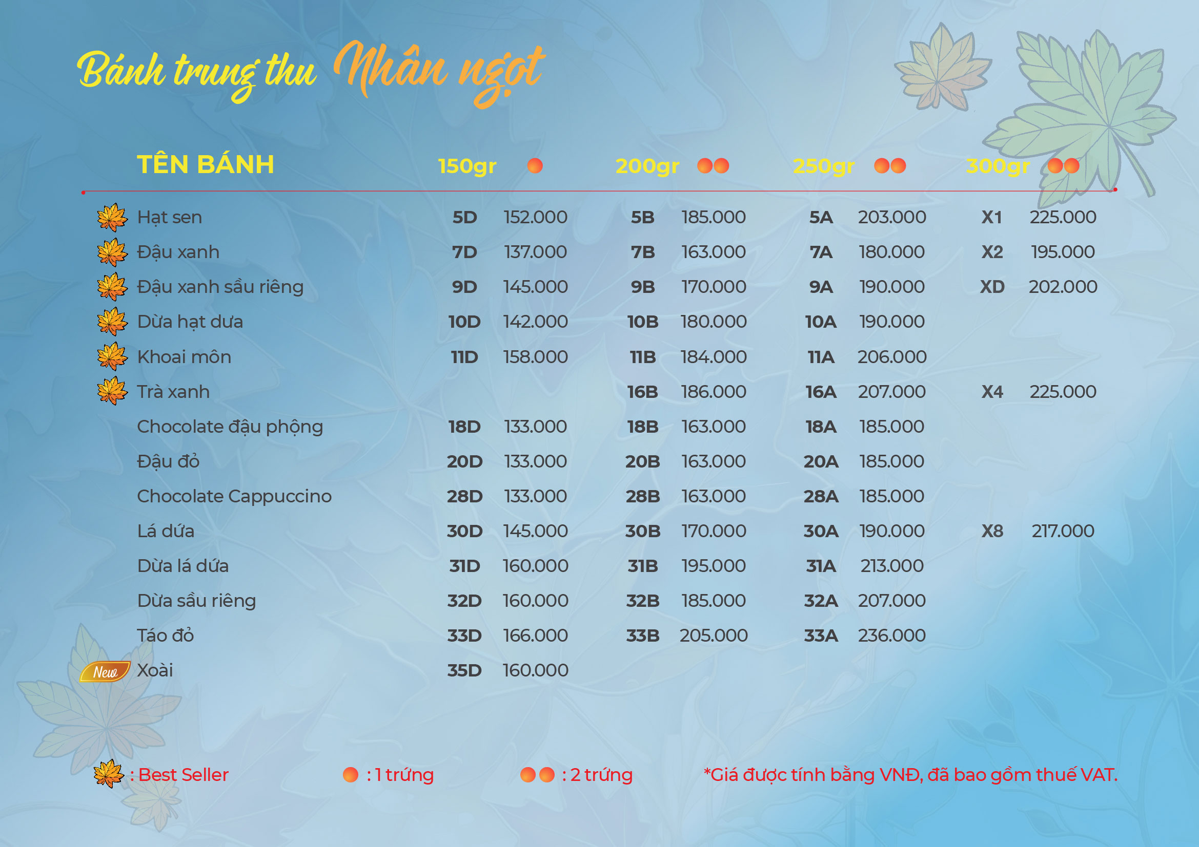 Bánh trung thu GIVRAL GIVRAL 2026 - chiết khấu cao bảng giá bánh nhân ngọt